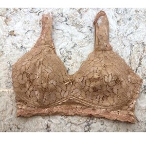 Shear shapewear shimmer nude lace bralette Large